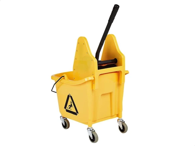 Alt view image 3 of 5 - Floor Cleaning Rectangular Mop Bucket with Sturdy Down Press Wringer Combo, 35-Quart, Yellow