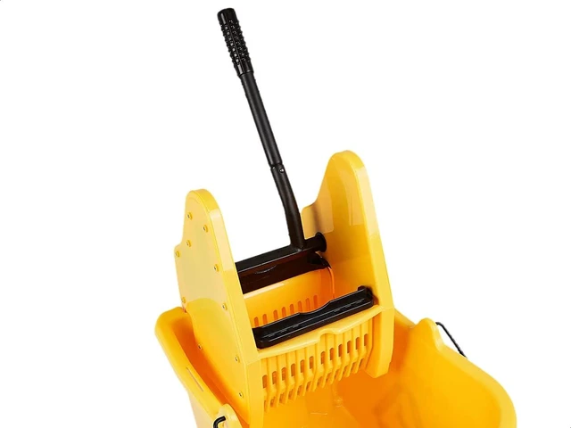 Alt view image 4 of 5 - Floor Cleaning Rectangular Mop Bucket with Sturdy Down Press Wringer Combo, 35-Quart, Yellow