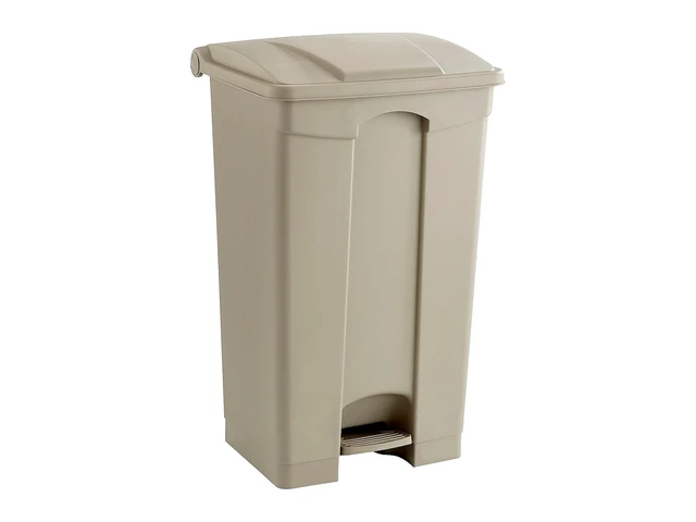 Alt view image 2 of 3 - Step On Plastic Trash Can with Foot Pedal, 23 Gallon Garbage Can for Kitchen, Indoor or Outdoor Use, Hands Free, Tan