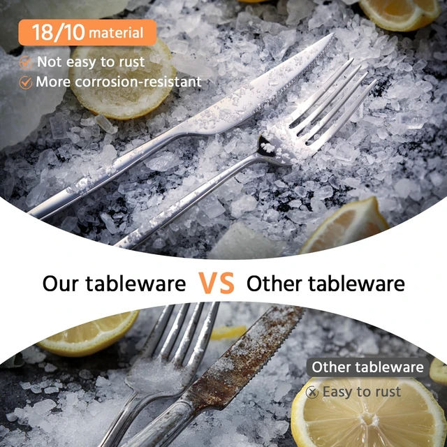Alt view image 3 of 7 - 18/10 Silverware Set for 8, 40 Piece Stainless Steel Flatware Cutlery Set | Mirror Polished Forks Knives Spoons Utensils, Tableware for Home Kitchen Restaurant Wedding, Dishwasher Safe