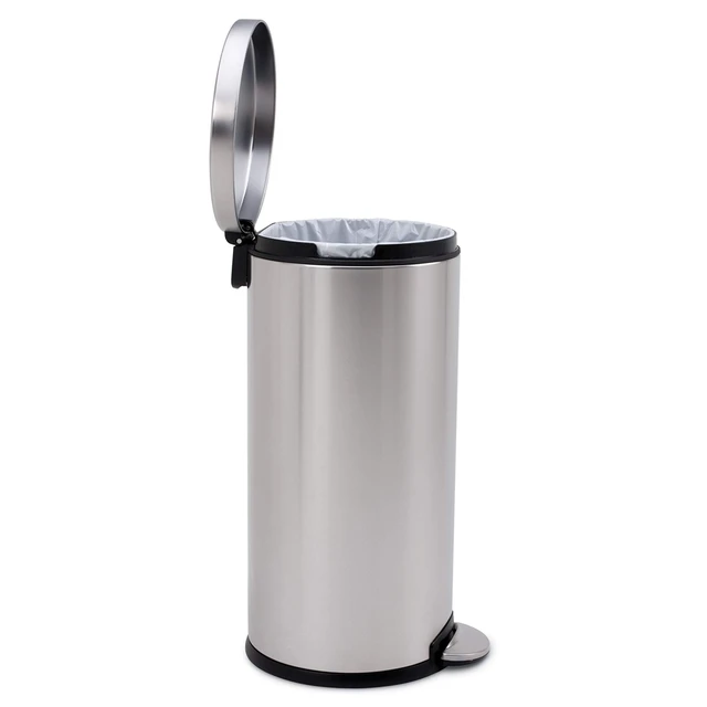 Alt view image 4 of 6 - Round Step Can, 30L / 8 Gallon Kitchen Trash Can, Iconic Round Shape, 150,000-Step Pedal, Lid Shox® Silent Close, Removable Inner Bucket, Brushed Stainless Steel