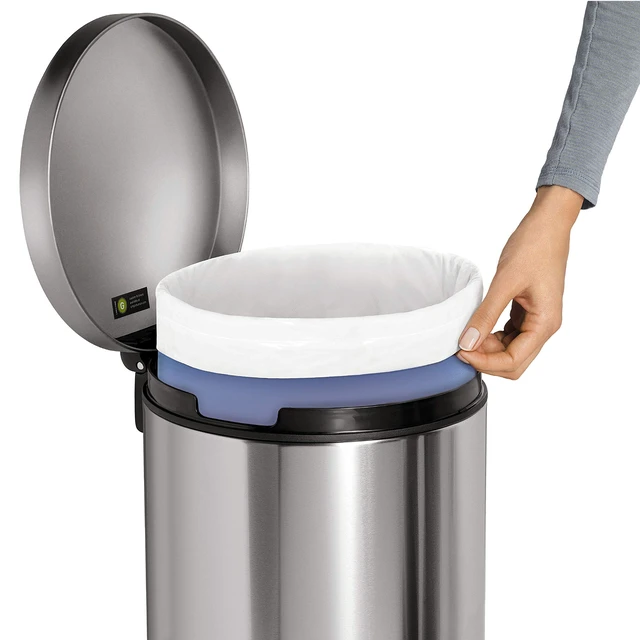 Alt view image 5 of 6 - Round Step Can, 30L / 8 Gallon Kitchen Trash Can, Iconic Round Shape, 150,000-Step Pedal, Lid Shox® Silent Close, Removable Inner Bucket, Brushed Stainless Steel