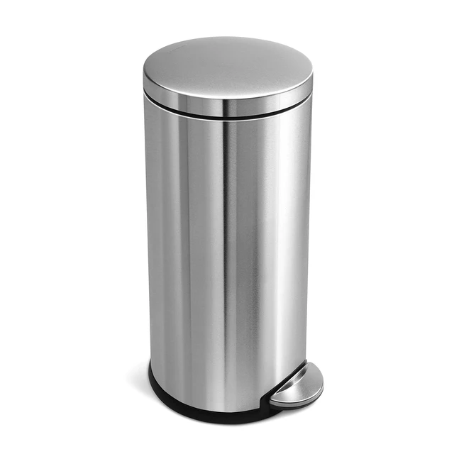Alt view image 6 of 6 - Round Step Can, 30L / 8 Gallon Kitchen Trash Can, Iconic Round Shape, 150,000-Step Pedal, Lid Shox® Silent Close, Removable Inner Bucket, Brushed Stainless Steel