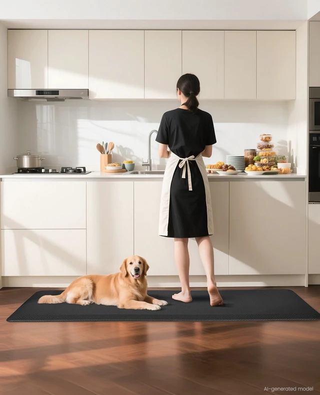 Alt view image 2 of 7 - Kitchen Mats for Floor,3/4 inch Thick,24x70 Anti Fatigue Cushioned Mat,Kitchen Rugs,Waterproof,Comfort Ergonomic Standing Mat for Office,Home,Sink with 99+ Pairs of Anti-Slip Bottom Ridges
