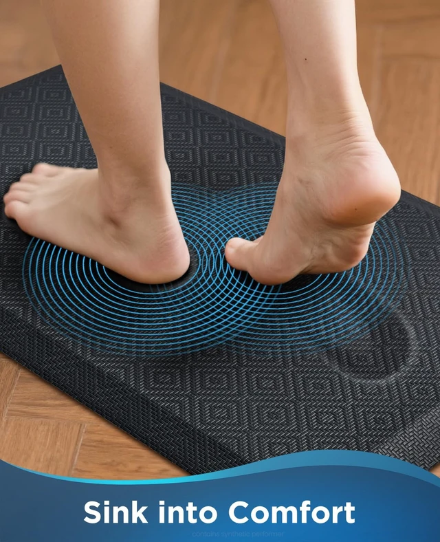 Alt view image 3 of 7 - Kitchen Mats for Floor,3/4 inch Thick,24x70 Anti Fatigue Cushioned Mat,Kitchen Rugs,Waterproof,Comfort Ergonomic Standing Mat for Office,Home,Sink with 99+ Pairs of Anti-Slip Bottom Ridges