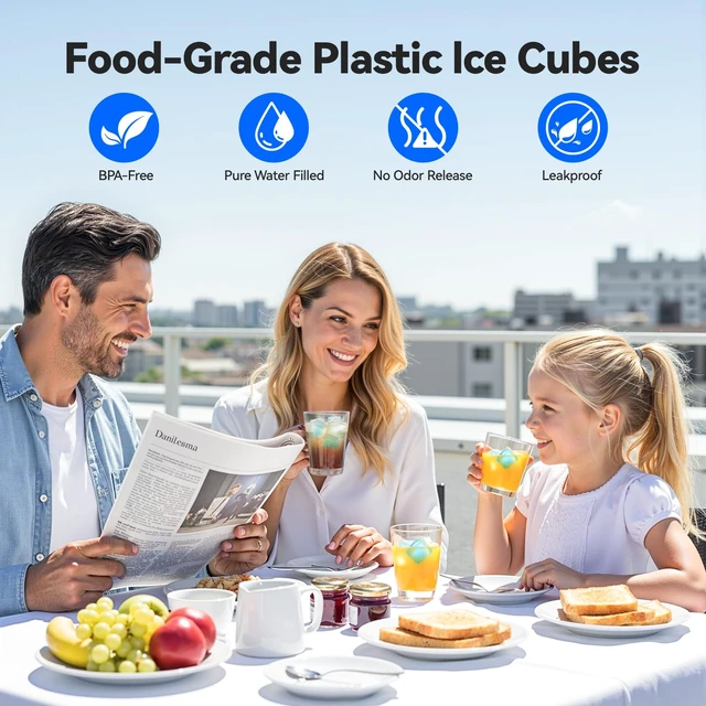 Alt view image 2 of 6 - 720 Pack Reusable Ice Cubes, Refreezable Plastic Ice Cubes | BPA-Free Ice Cubes for Lunch Boxes, Coolers, without Diluting Drinks for Party Hosts & Outdoor Ice Baths Enthusiasts
