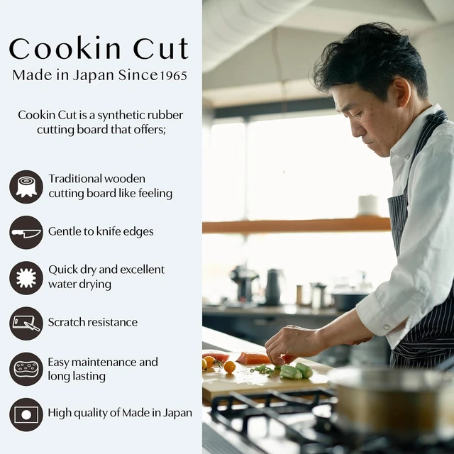 Alt view image 3 of 7 - Asahi Cookin Cut Rubber Cutting Board, NE05102, Home Use, Made in Japan L 15.7 x 9.1 x 0.5 inches (40cm x 23cm x 1.3cm)