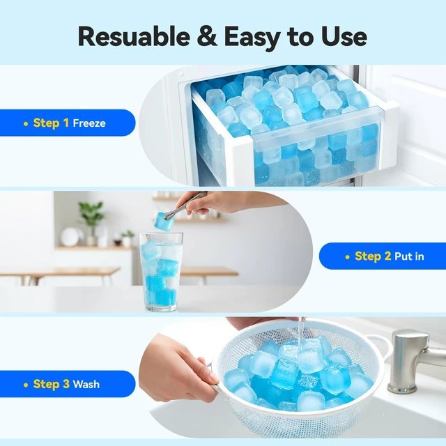 Alt view image 5 of 6 - 720 Pack Reusable Ice Cubes, Refreezable Plastic Ice Cubes | BPA-Free Ice Cubes for Lunch Boxes, Coolers, without Diluting Drinks for Party Hosts & Outdoor Ice Baths Enthusiasts