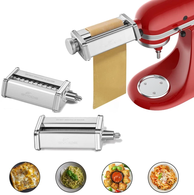 Main image of 3Pcs Pasta Attachment for KitchenAid Stand Mixer, 304 Stainless Steel | Pasta Maker Attachment Set with Pasta Roller, Spaghetti Cutter and Fettuccine Cutter, Fits all Household KitchenAid Mixer