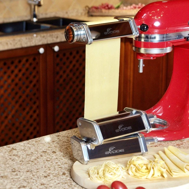 Alt view image 2 of 7 - 3Pcs Pasta Attachment for KitchenAid Stand Mixer, 304 Stainless Steel | Pasta Maker Attachment Set with Pasta Roller, Spaghetti Cutter and Fettuccine Cutter, Fits all Household KitchenAid Mixer