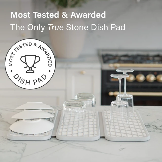 Alt view image 6 of 7 - Home Dish Pad - Collapsable Stone Dish Drying Mat with Diatomaceous Earth for Quick Drying - Ultra Absorbent - Encased in Silicone - Eco-Friendly, Foldable - Original 19.9"x15.2" Sandstone