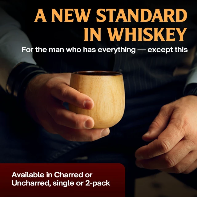 Alt view image 5 of 7 - The Original Charred Wooden Bourbon Drinking Glass Bourbon Gifts for Men | Whiskey Glasses For Dad | Great Whiskey Gifts for Men Who Have Everything | Perfect Presents For Boyfriend or Dad (2 Pack)