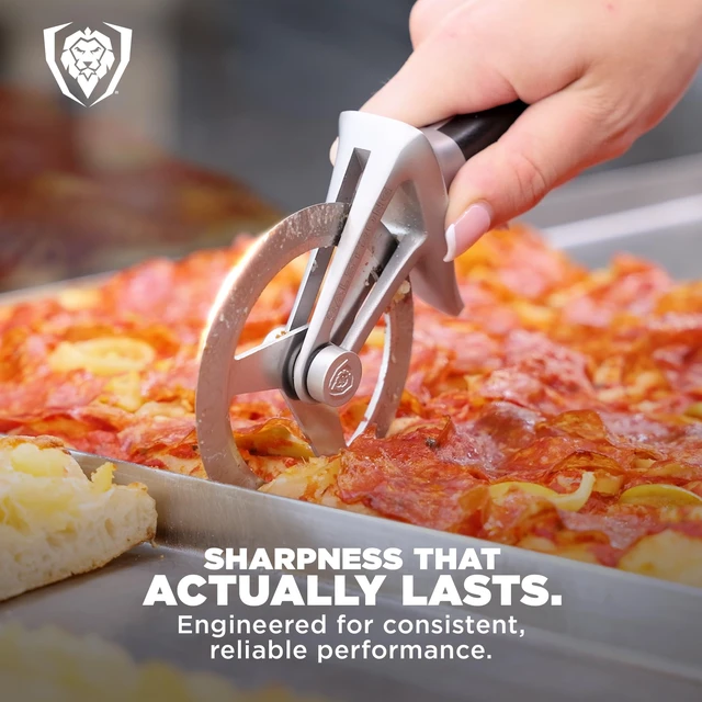 Alt view image 2 of 6 - Orbit Razor Pizza Cutter Wheel - 304 Stainless Steel | Tri-spoke Rotary Wheel - G-10 Handle - For Homemade Pizza - Flatbread - Pastry - Sheath Included - Quesadillas and Dough
