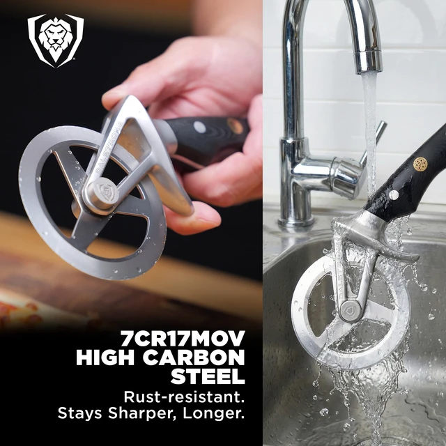 Alt view image 3 of 6 - Orbit Razor Pizza Cutter Wheel - 304 Stainless Steel | Tri-spoke Rotary Wheel - G-10 Handle - For Homemade Pizza - Flatbread - Pastry - Sheath Included - Quesadillas and Dough