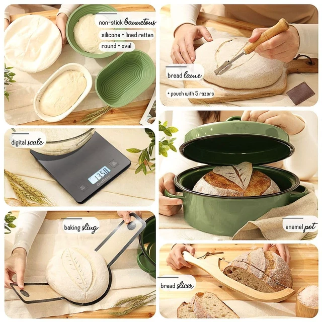 Alt view image 4 of 7 - All-Inclusive Sourdough Starter Kit with Pot, 34 Oz Starter Jar, 4 Banneton Bread Proofing Baskets, Scraper, Scale, Sourdough Bread Baking Supplies, Beginner Guide & Recipes