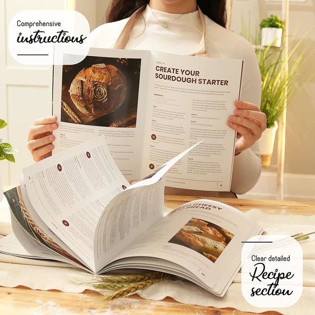Alt view image 5 of 7 - All-Inclusive Sourdough Starter Kit with Pot, 34 Oz Starter Jar, 4 Banneton Bread Proofing Baskets, Scraper, Scale, Sourdough Bread Baking Supplies, Beginner Guide & Recipes