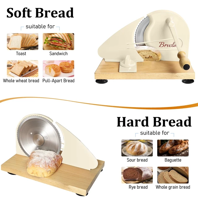 Alt view image 7 of 7 - Manual Bread Slicer for Homemade Sourdough,Adjustable Thickness,Hand Crank Bread Slicer with Stainless Steel Blade, Aluminum Alloy Frame & Solid Wood Base,Comes with 10 Bread Bags