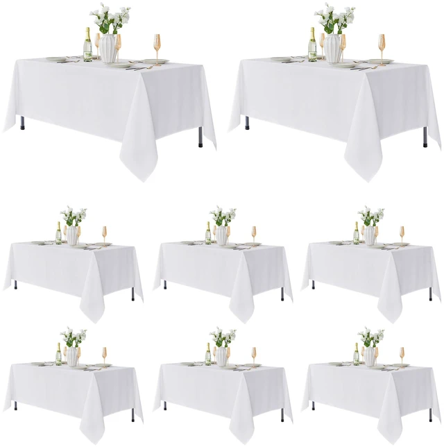 Main image of 8 Pack White Table Cloths 70x120 Inch for 6-8 Ft Rectangle Tables | Stain & Wrinkle Resistant, Washable Polyester Covers for Wedding Party Dining Banquet Event Catering Reception