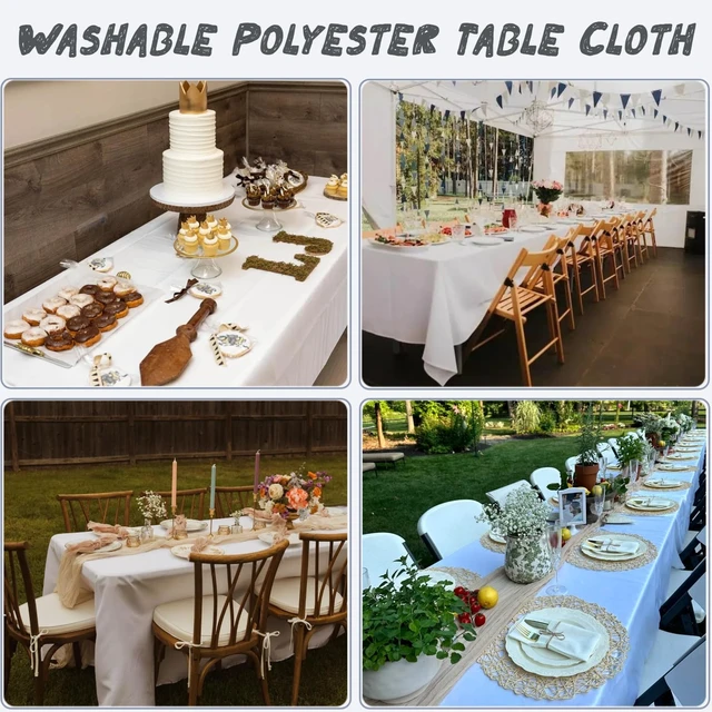 Alt view image 2 of 6 - 10 Pack White Table Cloth Rectangle Table Cloths for 8 Foot Rectangle Tables 60 X 126 Inch Washable Polyester Table Covers, Reusable & Wrinkle Resistant for Weddings, Parties, Events, and Everyday Use
