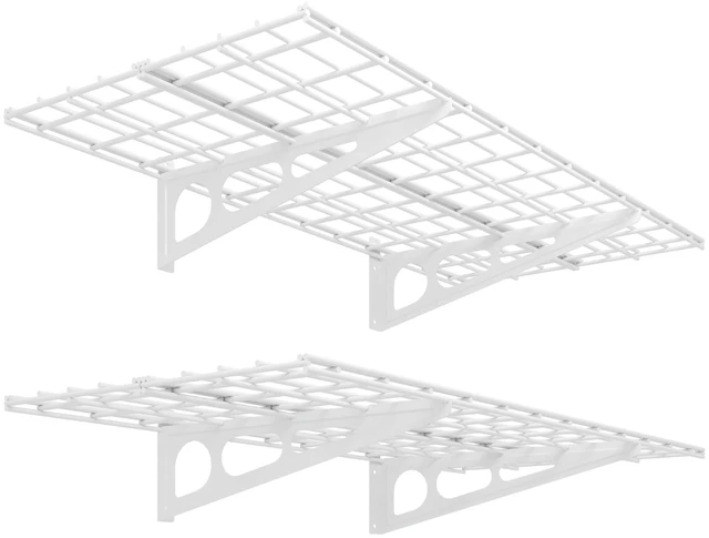 Main image of 2-Pack 2x4ft 24-inch-by-48-inch Wall Shelf Garage Storage Rack Wall Mounted Floating Shelves, White, Classic Series