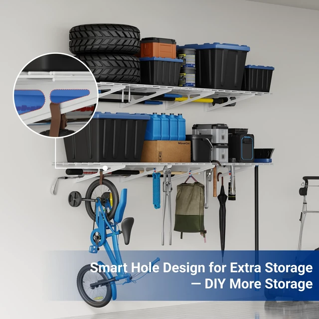 Alt view image 7 of 7 - 2-Pack 2x4ft 24-inch-by-48-inch Wall Shelf Garage Storage Rack Wall Mounted Floating Shelves, White, Classic Series