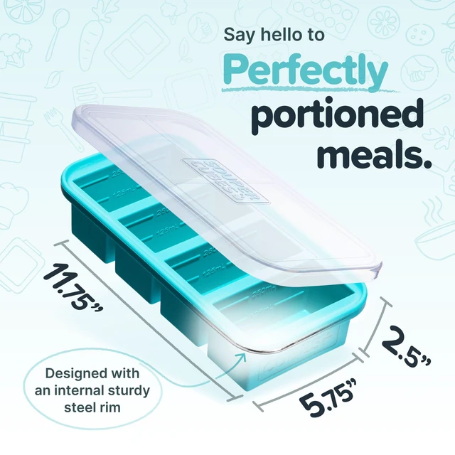 Alt view image 2 of 5 - 1 Cup Silicone Freezer Molds - Soup Cubes Perfect for Freezing Broth, Rice, Leftovers and More - Silicone Freezer Trays with Lids for Meal Prep - Aqua - 4-Pack