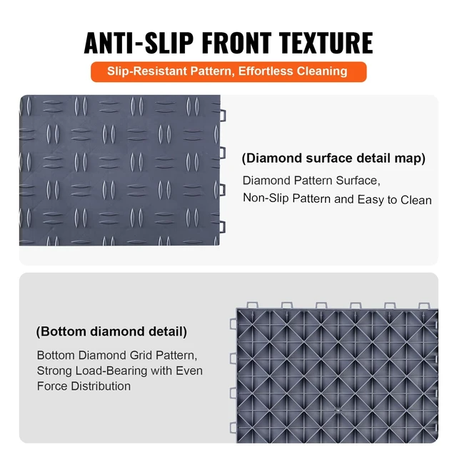 Alt view image 3 of 7 - Garage Floor Tiles 12 x 12 x 0.53 inch, Interlocking Design Ease of Installation Double-Sided Texture Non-Slip Sturdiness, for Garages, Basements, Repair Shops, Graphite Gray, 50 Pack