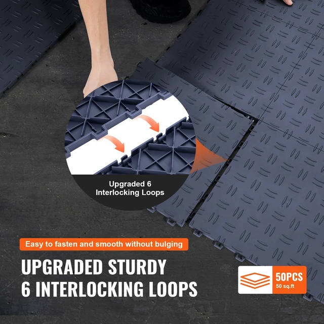 Alt view image 5 of 7 - Garage Floor Tiles 12 x 12 x 0.53 inch, Interlocking Design Ease of Installation Double-Sided Texture Non-Slip Sturdiness, for Garages, Basements, Repair Shops, Graphite Gray, 50 Pack