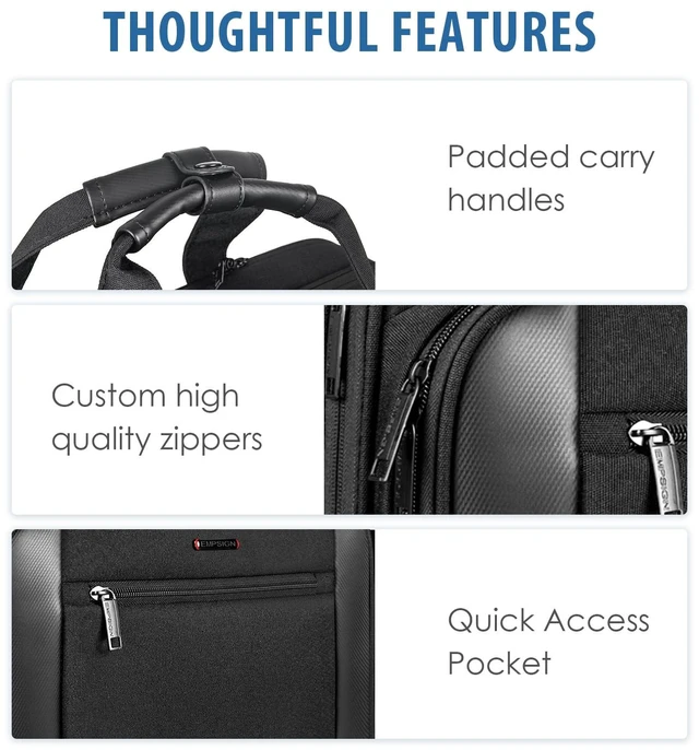 Alt view image 5 of 7 - 17.3 Inch Rolling Laptop Bag for Women/Men, Black | Waterproof Rolling Computer Bag, Carry-on Briefcase with Wheels, Personal Item Suitcase for Travel/Work/Business