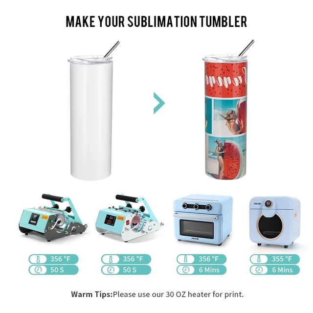 Alt view image 5 of 6 - 24 Pack Sublimation Tumblers Straight Skinny 20 OZ Bulk Wholesale | Double Wall Stainless Steel Cups with Lids and Straw, for Tumbler Heat Press Sublimation Oven Printing