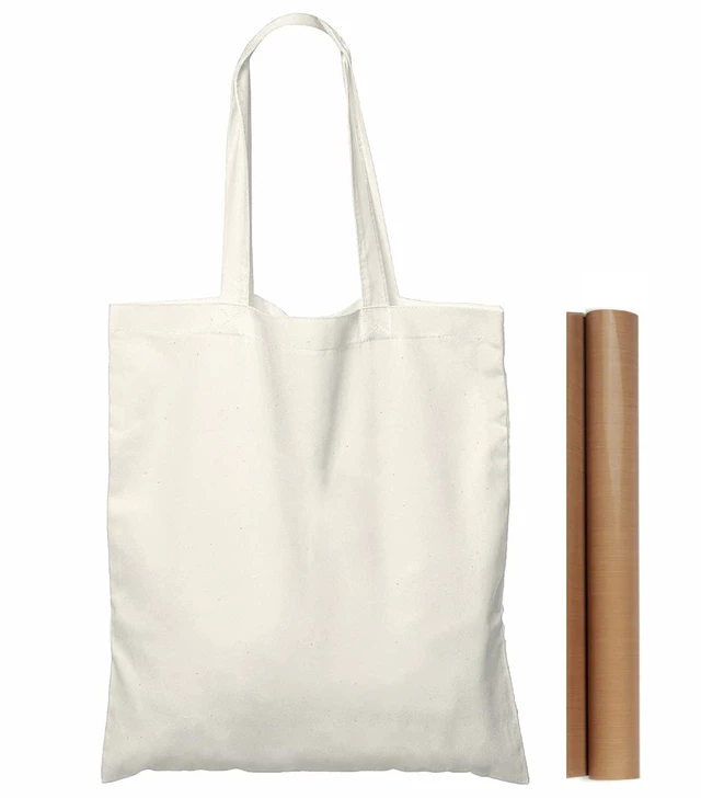 Main image of 100 Pack 15'' X 16'' Natural Cotton Tote Bags, Lightweight Blank Bulk Cloth bags with 1pc of PTFE Teflon Sheet