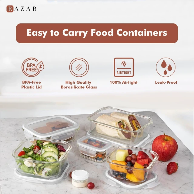 Alt view image 7 of 7 - 35 Pc Set Glass Food Storage Containers with Lids - Meal Prep Airtight Bento Boxes BPA-Free 100% Leak Proof (15 lids,15 glass & 5 Plastic Sauce/Dip Containers)