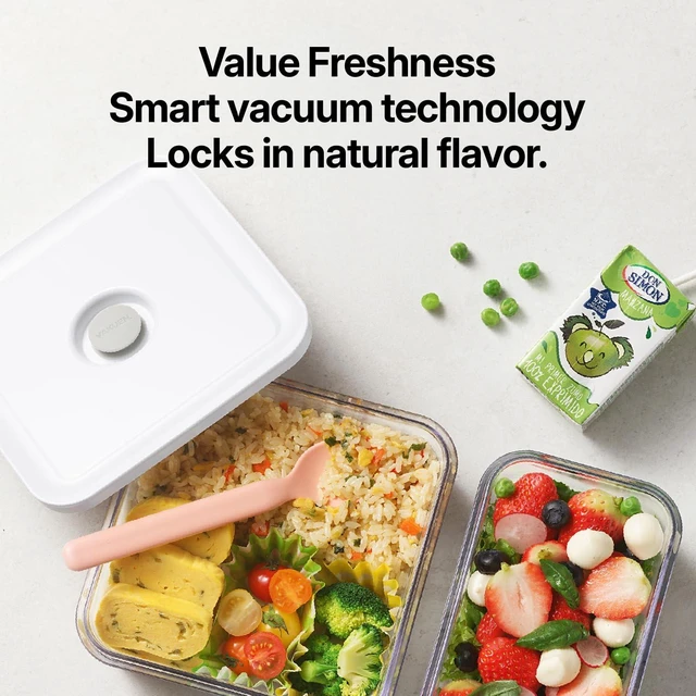 Alt view image 5 of 5 - Premium Airtight Food Storage Container. Meal Prep 0.85qt 5pc/Set. 4pcs Container and Vacuum Sealer. Patented Double Silicone Lining, 100% Leak Proof, BPA-FREE