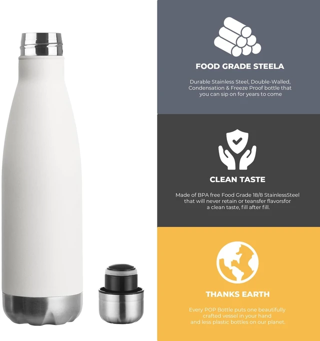 Alt view image 3 of 6 - 17oz Sport Water Bottle Vacuum Insulated Stainless Steel Sport Water Bottle Leak-Proof Double Wall Cola Shape Water Bottle,Keep Drinks Hot & Cold (colorful12 Pack)