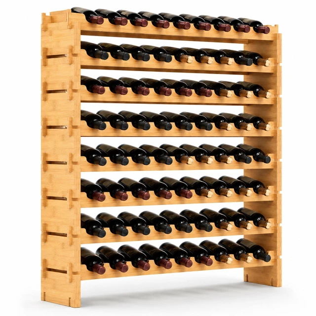 Main image of 72 Bottle Wine Rack Stackable Bamboo Freestanding, 8-Tier Modular Shelf, Sturdy Wobble Free, Upgraded 2026 Design, Easy No-Tool Assembly for Kitchen, Cellar or Bar Storage 33.5" x 10" x 41"