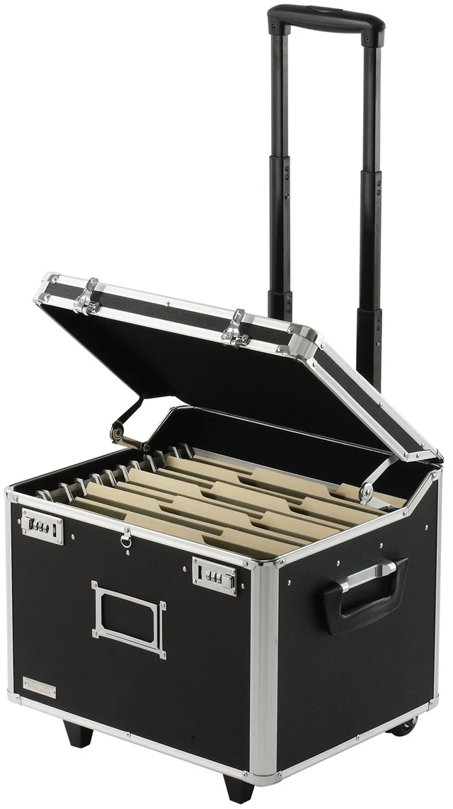Main image of Portable File Box with Handle - Dual Lock File Boxes with Lids, Letter & Legal-Size Hanging Folders, Laptop Sleeve - HIPAA Compliant Portable Safe Storage Box, 14.5" x 17.5" x 15.5"