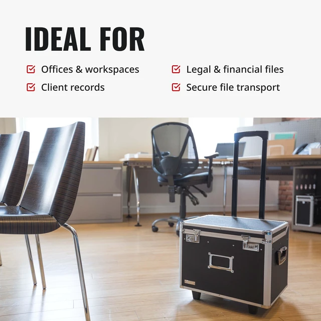 Alt view image 5 of 7 - Portable File Box with Handle - Dual Lock File Boxes with Lids, Letter & Legal-Size Hanging Folders, Laptop Sleeve - HIPAA Compliant Portable Safe Storage Box, 14.5" x 17.5" x 15.5"