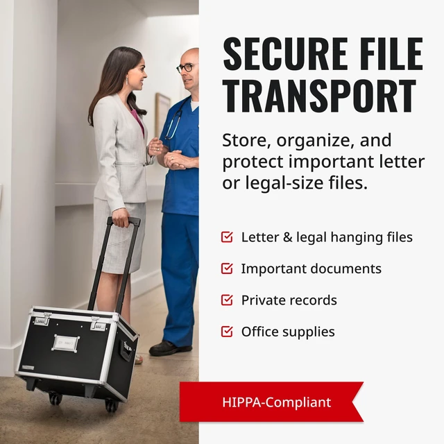 Alt view image 4 of 7 - Portable File Box with Handle - Dual Lock File Boxes with Lids, Letter & Legal-Size Hanging Folders, Laptop Sleeve - HIPAA Compliant Portable Safe Storage Box, 14.5" x 17.5" x 15.5"