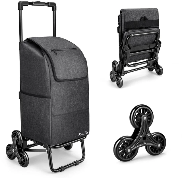 Main image of 2-in-1 Stair Climbing Grocery Cart, 300LB Shopping Cart, Black | 60L Capacity, Removable Waterproof Bag, Compact Folding, for Groceries and Laundry