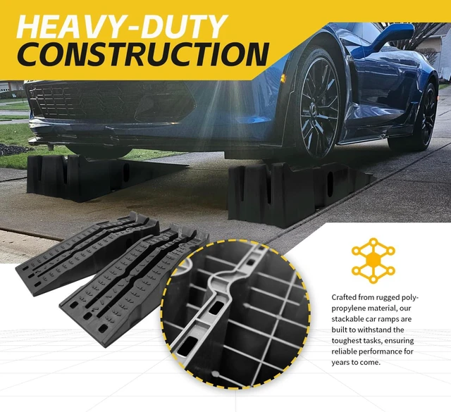 Alt view image 3 of 6 - Lift Stackable Vehicle Car Ramp 6500 LBS Capacity Per Pair 3250 LBS Per Ramp 2 Pack