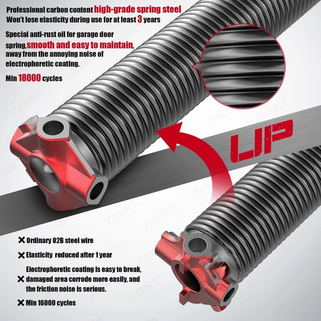 Alt view image 2 of 7 - Garage Door Torsion Springs 2" Pair, 0.218X2"X25",Replacement Kit | Winding Bars Included,18,000+ Cycles Tested, Heat-Treated Spring Steel Coils ,with Installation Guide
