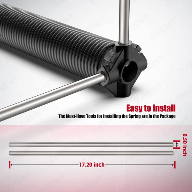 Alt view image 4 of 7 - Garage Door Torsion Springs 2" Pair, 0.218X2"X25",Replacement Kit | Winding Bars Included,18,000+ Cycles Tested, Heat-Treated Spring Steel Coils ,with Installation Guide