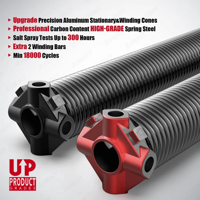 Alt view image 5 of 7 - Garage Door Torsion Springs 2" Pair, 0.218X2"X25",Replacement Kit | Winding Bars Included,18,000+ Cycles Tested, Heat-Treated Spring Steel Coils ,with Installation Guide