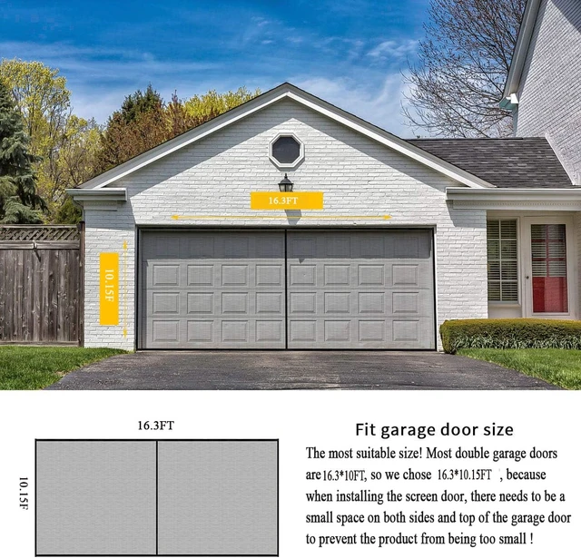 Alt view image 2 of 6 - Garage Door Screen 16 * 10FT2 Car Garage Doors- Reinforced Fiberglass Door Screen,Stronger High Energy Magnets Magnetic Screen Door