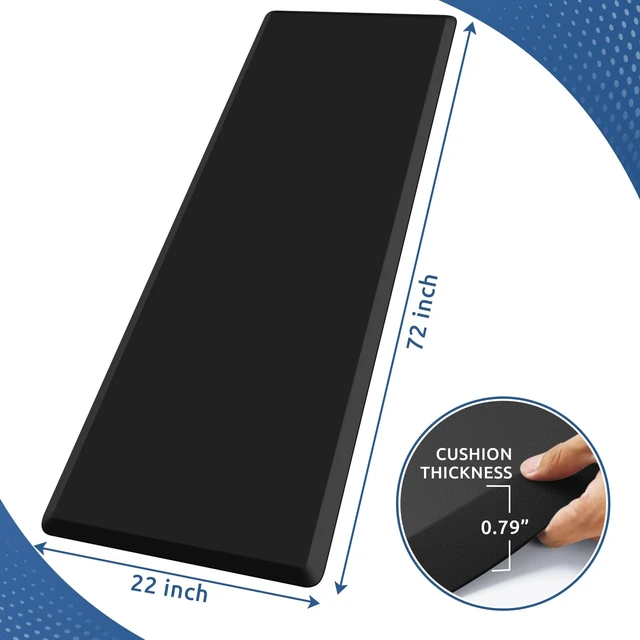 Alt view image 2 of 6 - 0.8" Thick Kitchen Mat Cushioned Anti Fatigue Rug Comfort Floor Mats | Water-Resistant, Non-Slip, Easy to Clean Comfort Floor Mat for Kitchen, Sink & Office, Multiple Colors & Sizes, 72" x 22"