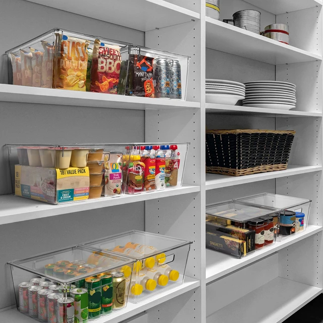 Alt view image 3 of 6 - Plastic Storage Bins with Lids, Pantry Organizer, XL, 8 Pack | Plastic storage bins with lids for pantry organization and refrigerator storage