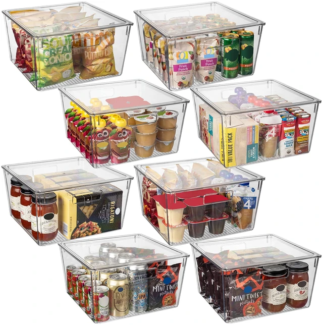 Main image of Plastic Storage Bins with Lids, Pantry Organizer, XL, 8 Pack | Plastic storage bins with lids for pantry organization and refrigerator storage
