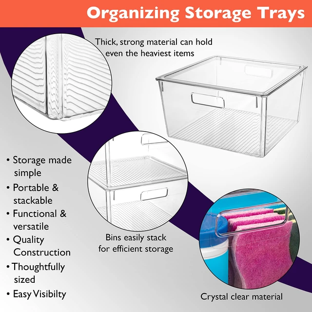 Alt view image 4 of 6 - Plastic Storage Bins with Lids, Pantry Organizer, XL, 8 Pack | Plastic storage bins with lids for pantry organization and refrigerator storage