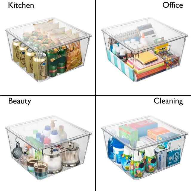 Alt view image 5 of 6 - Plastic Storage Bins with Lids, Pantry Organizer, XL, 8 Pack | Plastic storage bins with lids for pantry organization and refrigerator storage