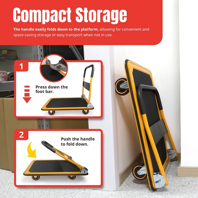 Alt view image 2 of 4 - Foldable Platform Truck Push Dolly 660 lb. Weight Capacity
